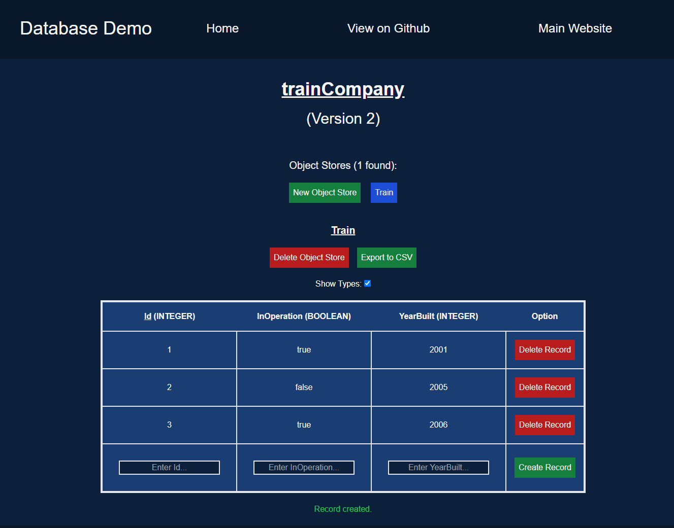 The main picture of my Database Demo project.