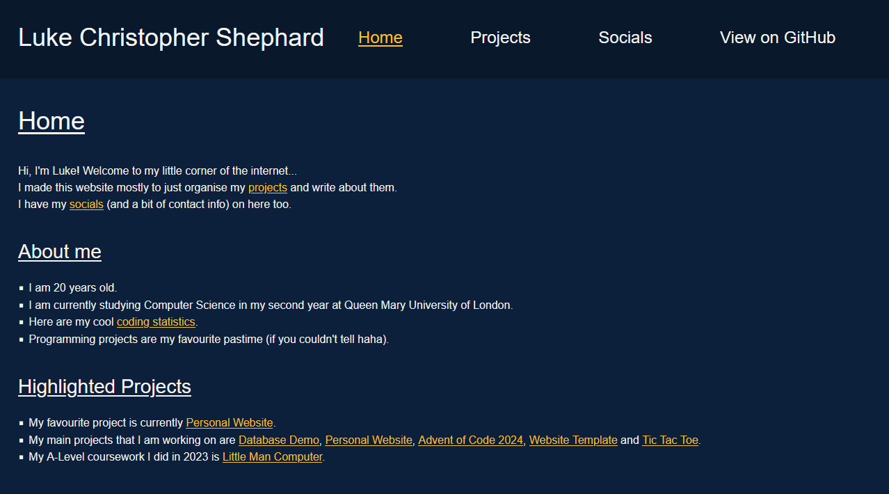 The main picture of my Personal Website project.